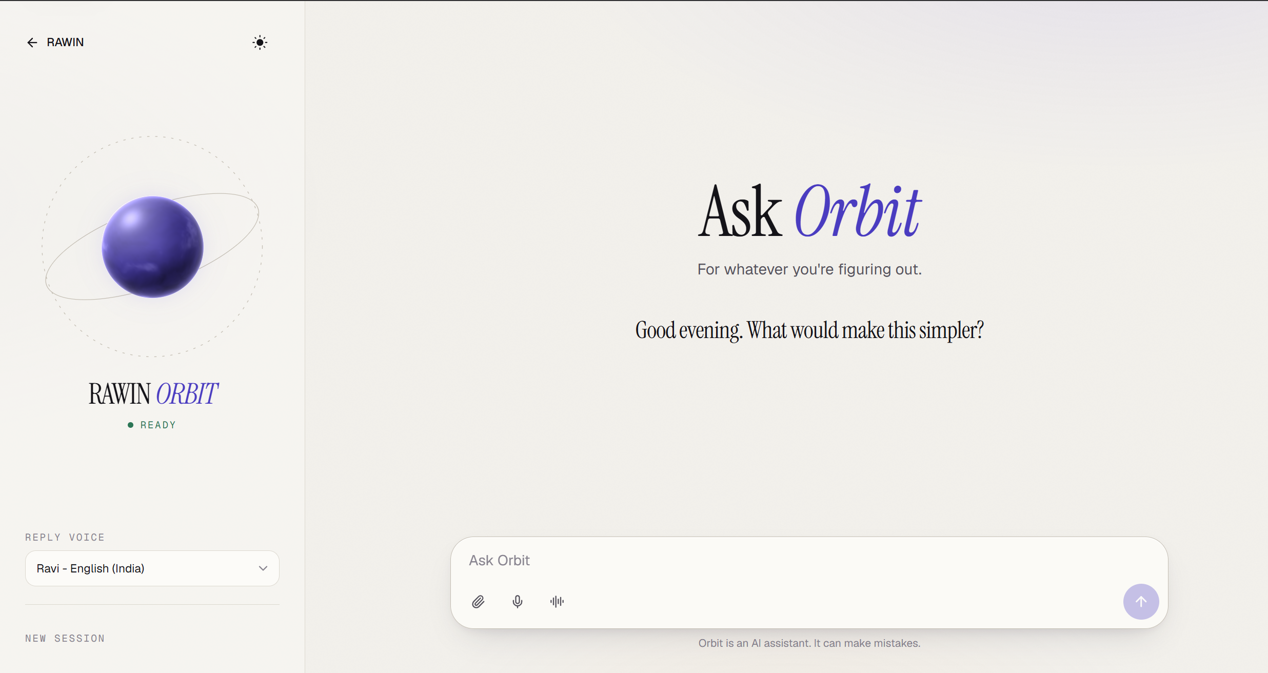 Rawin Orbit - interface preview